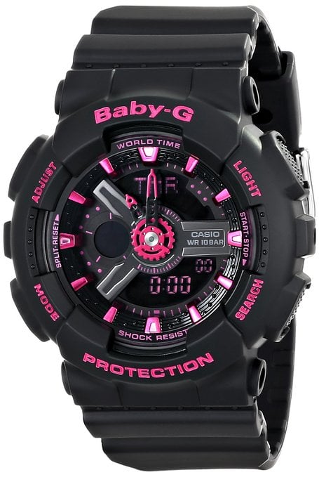 Casio Women's BA-111-1ACR Baby-G Analog-Digital Display Quartz Black Watch