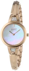 Citizen Women's EX1153-54D Silhouette Eco-Drive Rose Gold-Tone Stainless Steel Bangle Watch with Swarovski Crystal Accents