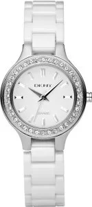 DKNY Ladies White Ceramic Stone Set Bracelet Watch