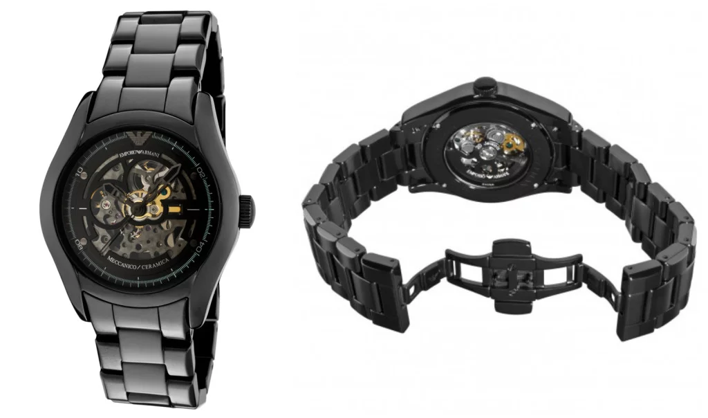 Emporio Armani Men's AR1414 Ceramic Black Skeleton Dial Watch