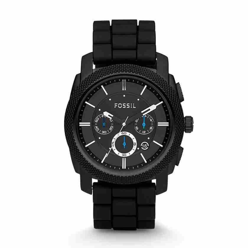 Fossil Men's FS4487 Machine Chronograph Silicone Watch - Black