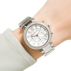 michael kors parker silver tone watch