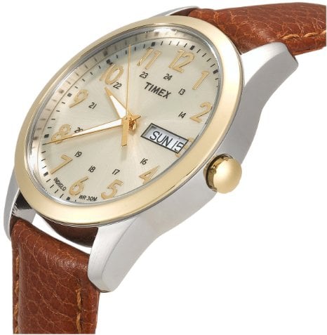 Timex Men's T2N105 Elevated Classics Dress Brown Leather Strap Watch2