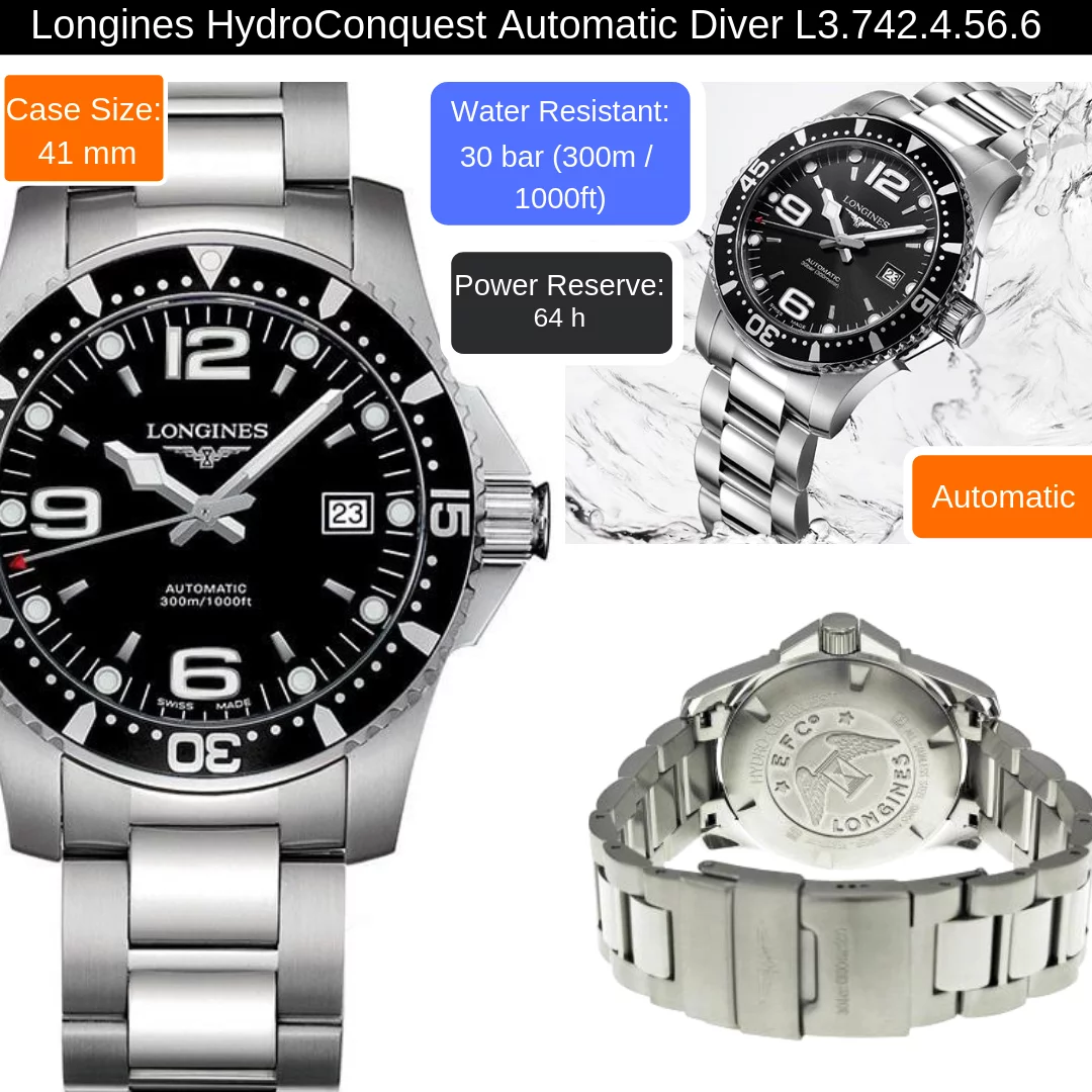longines hydroconquest automatic watch for men